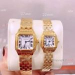 Replica Cartier Panthere De Yellow Gold White Roman Dial Watches 